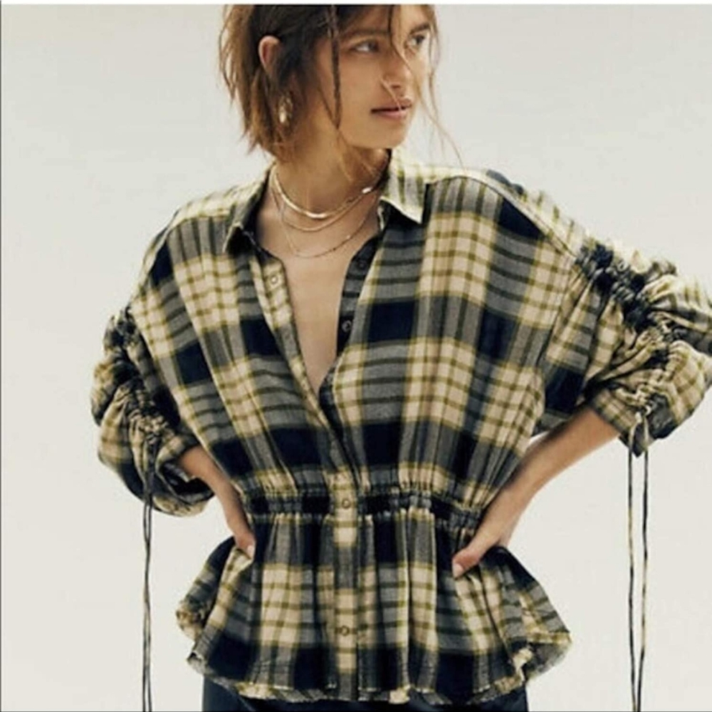 NWT FREE PEOPLE WE THE FREE PACIFIC DAWN PLAID IN XS B COMBO